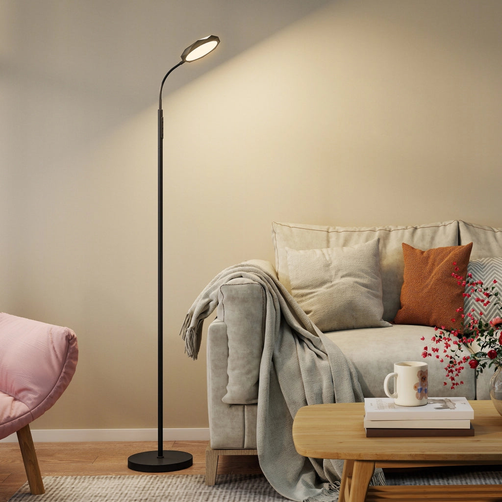 Lampada da Terra LED ¨C Xylo ¨C Telecomando, Testa Girevole, Dimmerabile, Nero