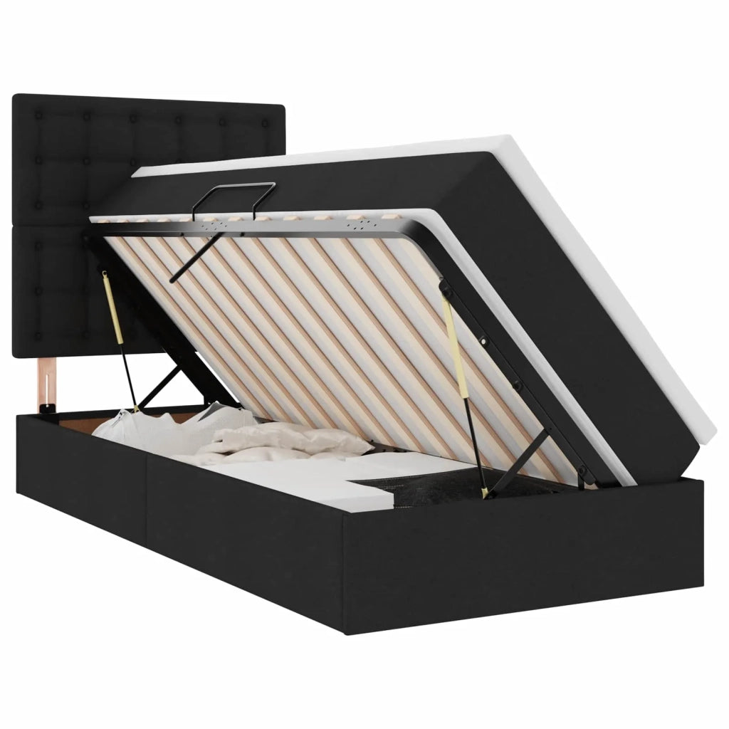 Letto con contenitore e LED Nero 100 x 200 cm Poliestere