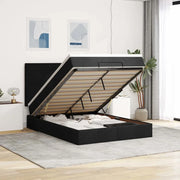 Struttura Letto Pouf con Materasso Nero 140x200 cm in Tessuto 3313080