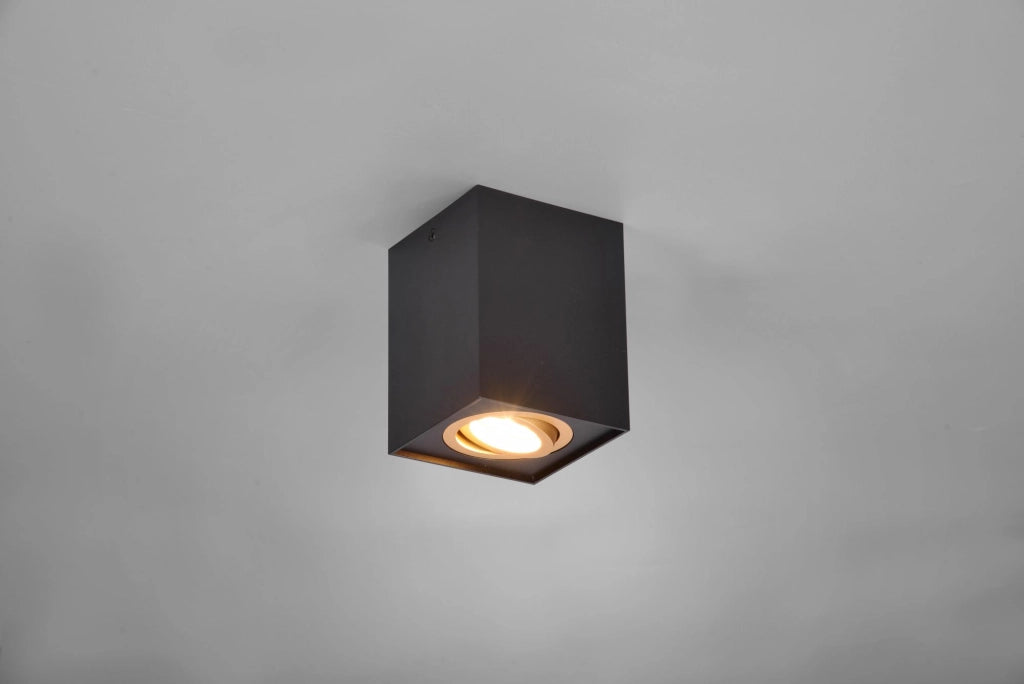 BISCUIT CUBO SPOT ORIENTABILE NERO + ORO L. 9,6 X 9,6CM H. 12,5CM 1 LUCE ATTACCO GU10