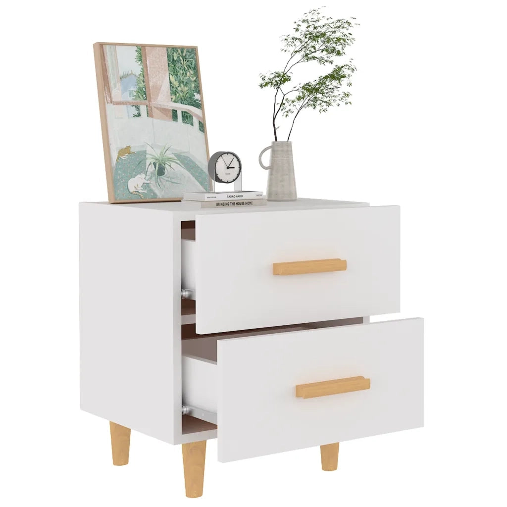 Comodini 2 pz-Set di 2 Tavolino da notte Bianchi 40x35x47,5 cm