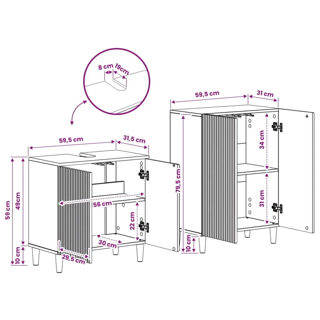 Set di Armadi da Bagno da 2 Pezzi ARNHEM Legno antico 3417610