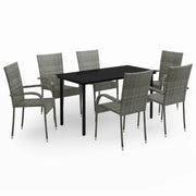 Set da Pranzo per Giardino 7 pz | Set Salotto da Giardino con Cuscini Grigio e Nero