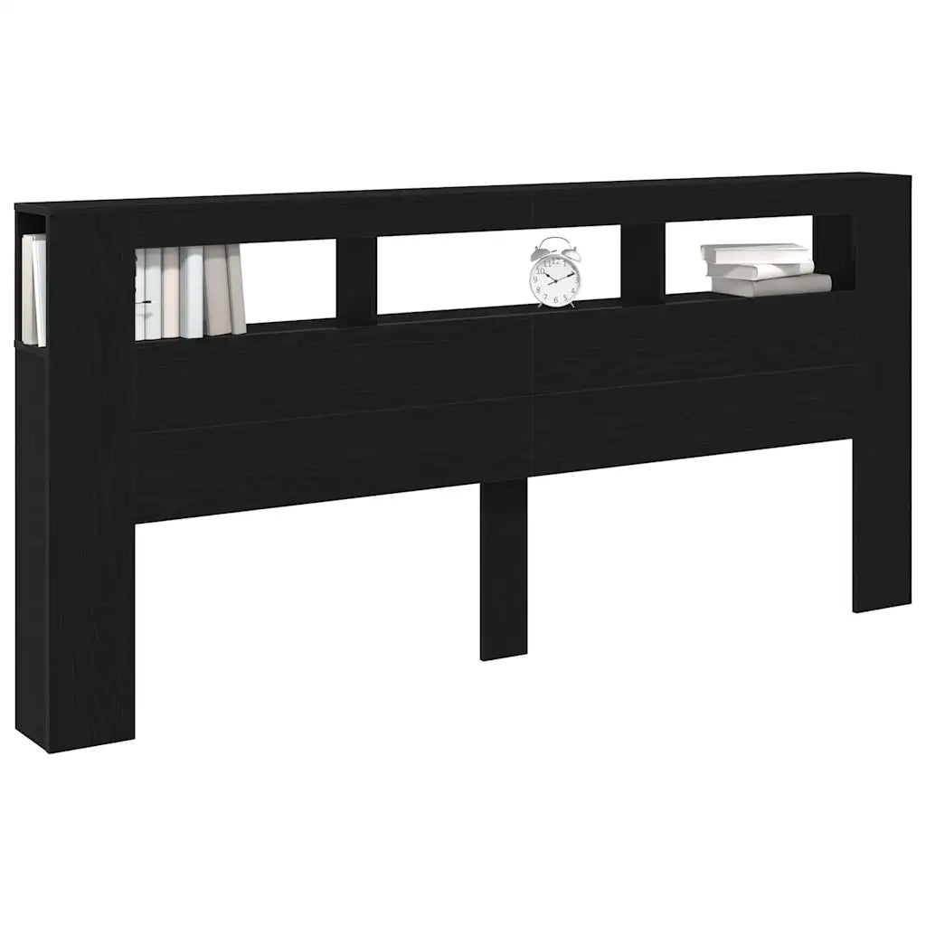 Testiera | Testata LED con lo scaffale Rovere Nero 220 x 18,5 x 103,5 cm