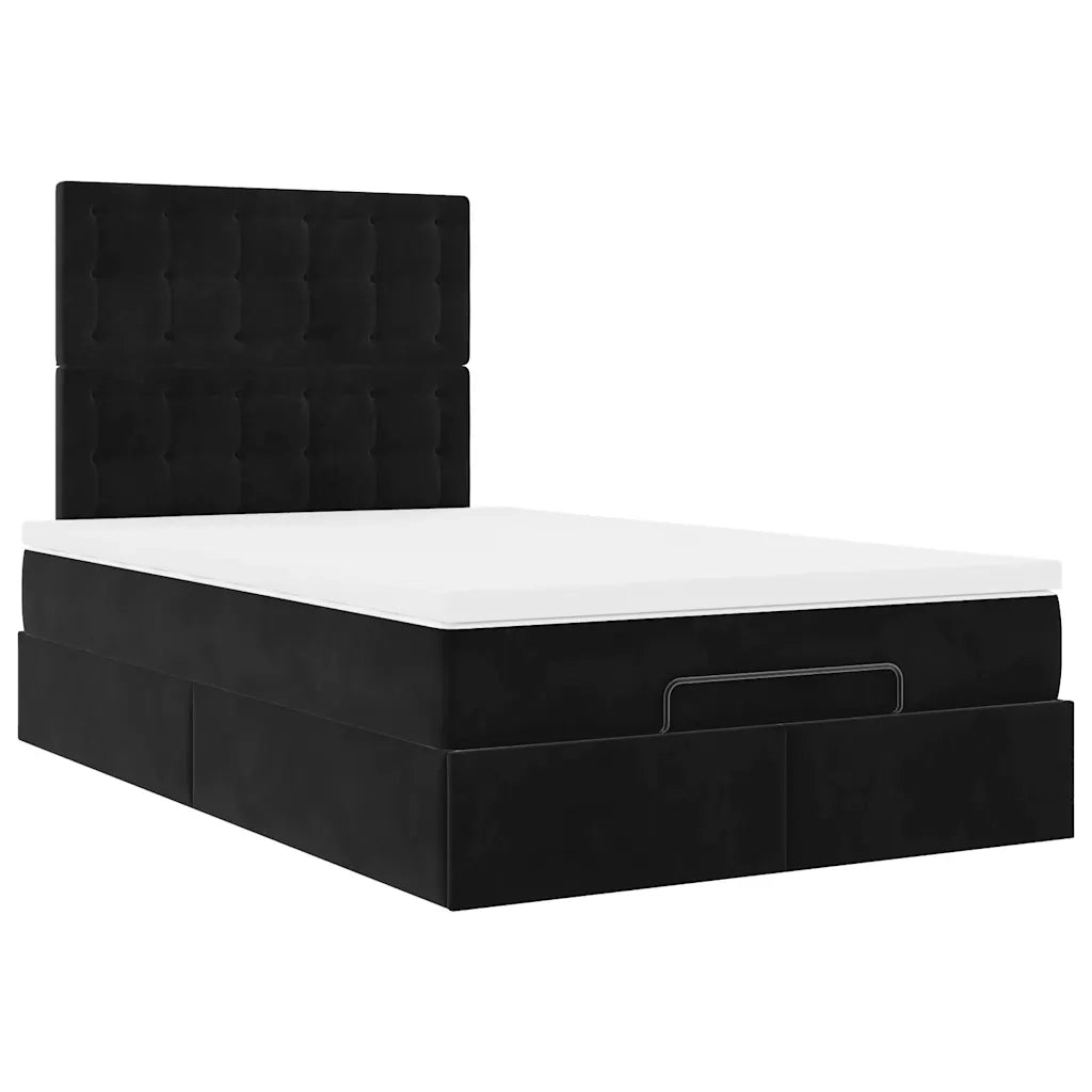 Struttura Letto Pouf con Materassi Nero 120x200 cm Velluto 3314458