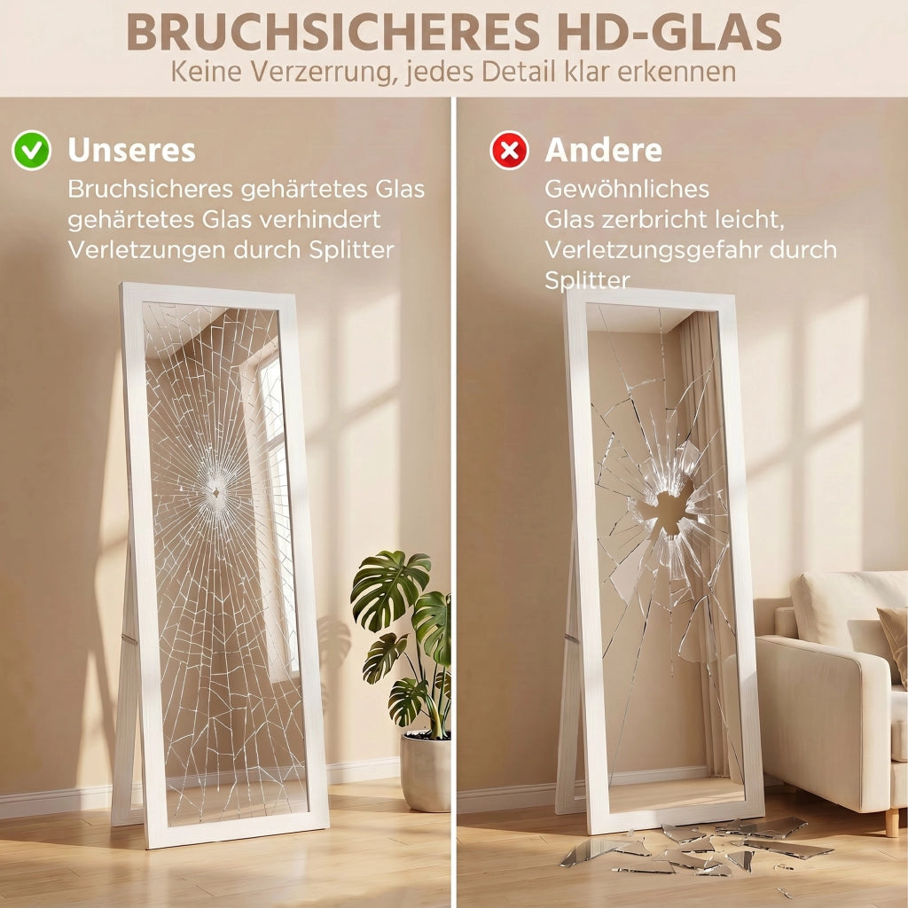 Specchio a Pieno Corpo con Supporto ¨C Minimal ¨C 37x157 cm Bianco