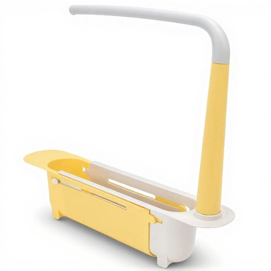 Organizzatore per cucina telescopico - Registra gootostanze - Multifunzionale e regolabile - Giallo - Cassetto per scarico - Adatto per interni - Dimensioni: 60-120 cm