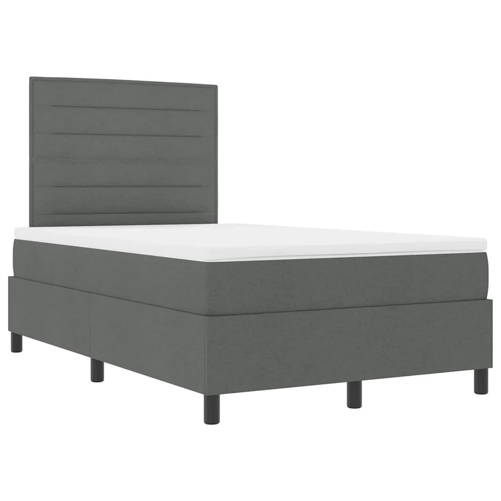 Letto a molle con materasso Grigio scuro 120 x 190 cm Tessuto
