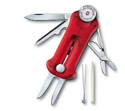 Victorinox 0.7052.T Golf Tool Coltello Multifunzione 10 Funzioni Lama Grande Rosso Trasparente