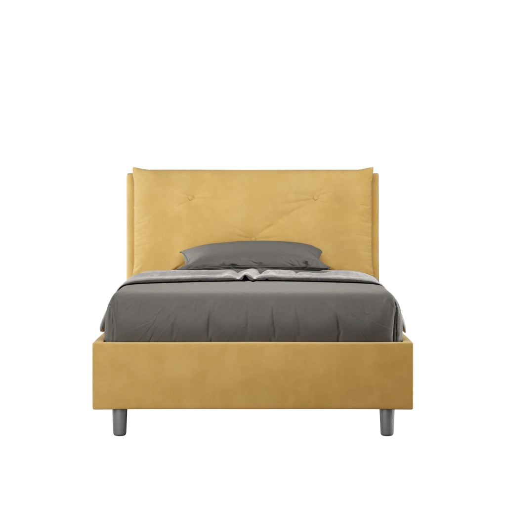 BS COM Letto una piazza e mezza contenitore imbottito 130x210 microfibra ocra Large