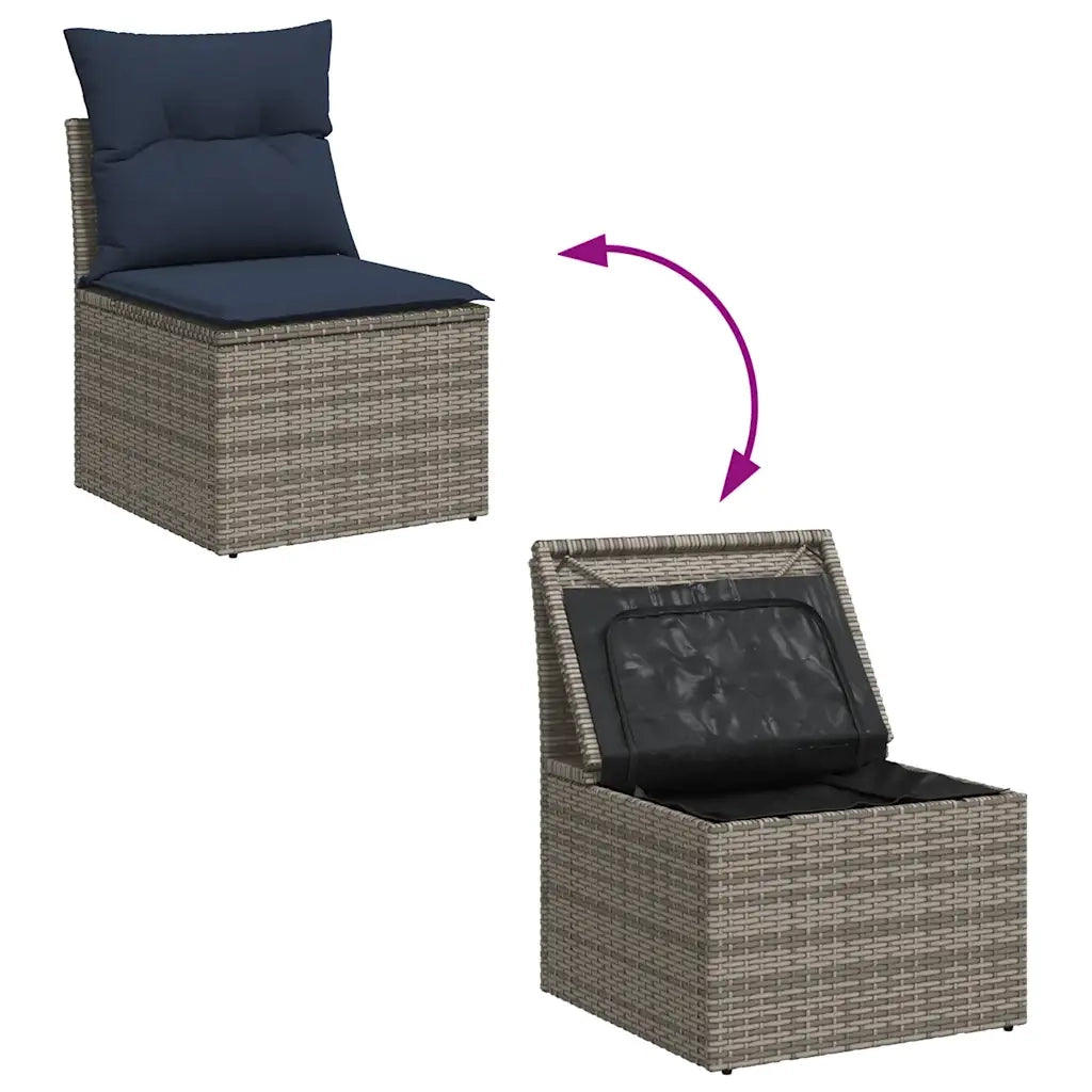 Set Divano da Giardino 6pz con Cuscini Grigio Polyrattan Acacia 3326482