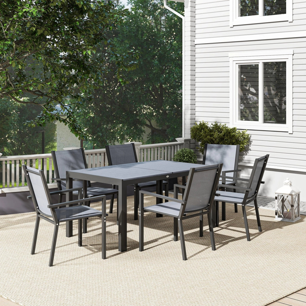 Set Tavolo e Sedie da Giardino ¨C Minimal ¨C Grigio, Acciaio, 4 Pezzi