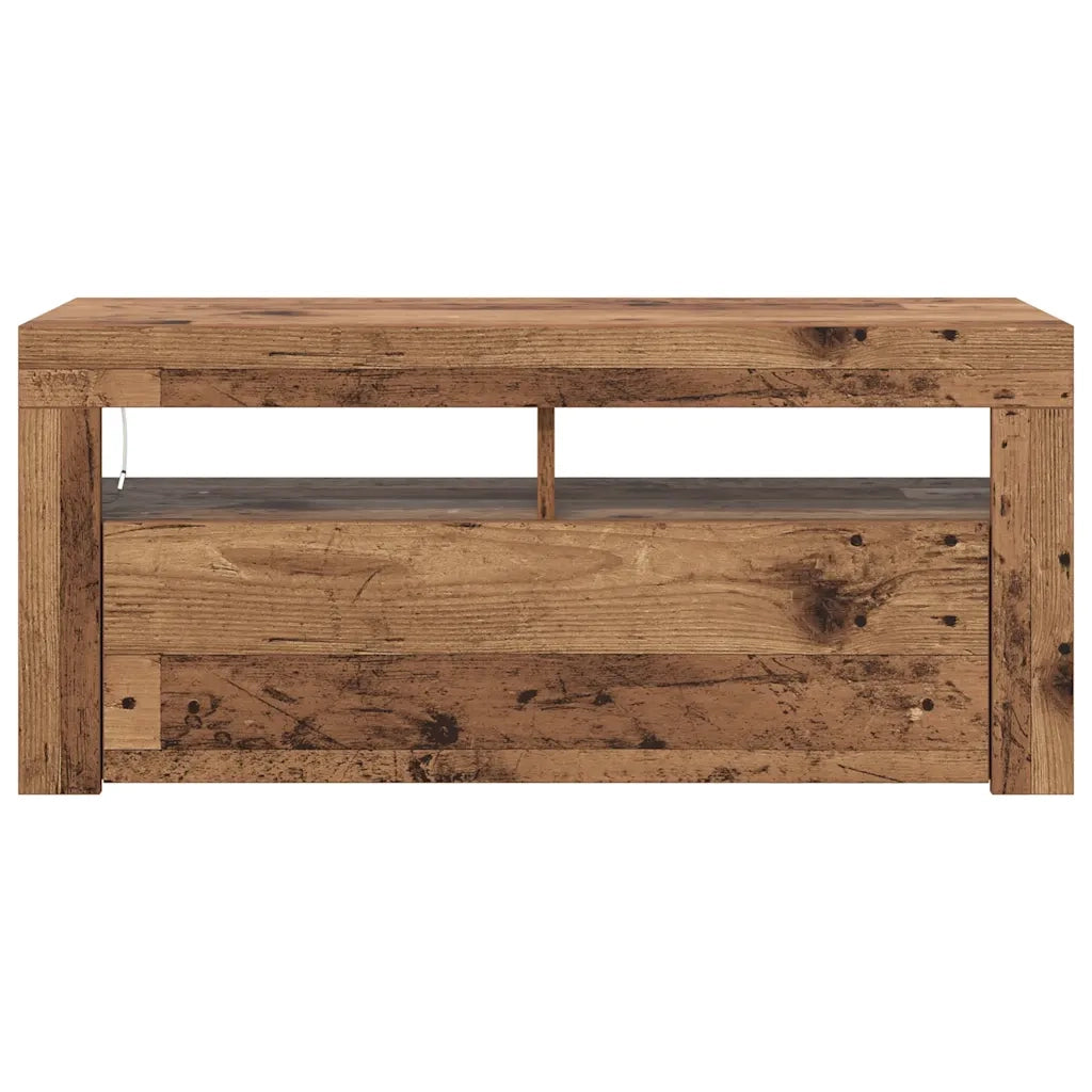 Mobile Porta TV con LED Legno Antico 90x35x40 cm Multistrato 856321