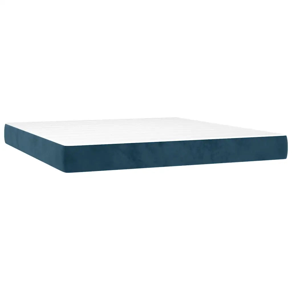 Letto a Molle con Materasso e LED Blu Scuro 160x200 cm