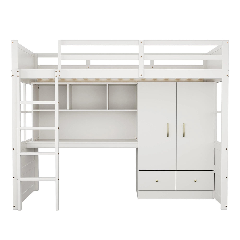 Letto a soppalco - Xylo - 90x200 cm bianco con scrivania