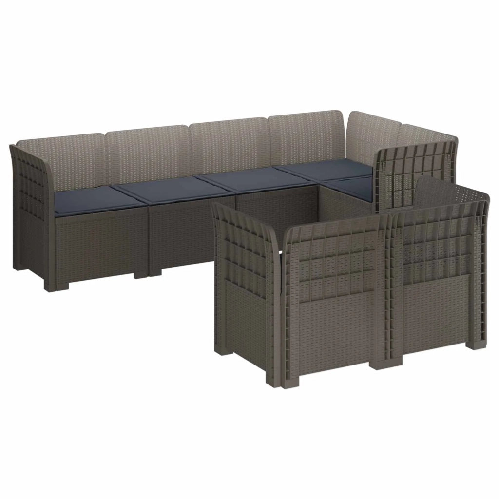 Divano 7 Posti da Giardino con Cuscini Aspetto Rattan PP 3444157