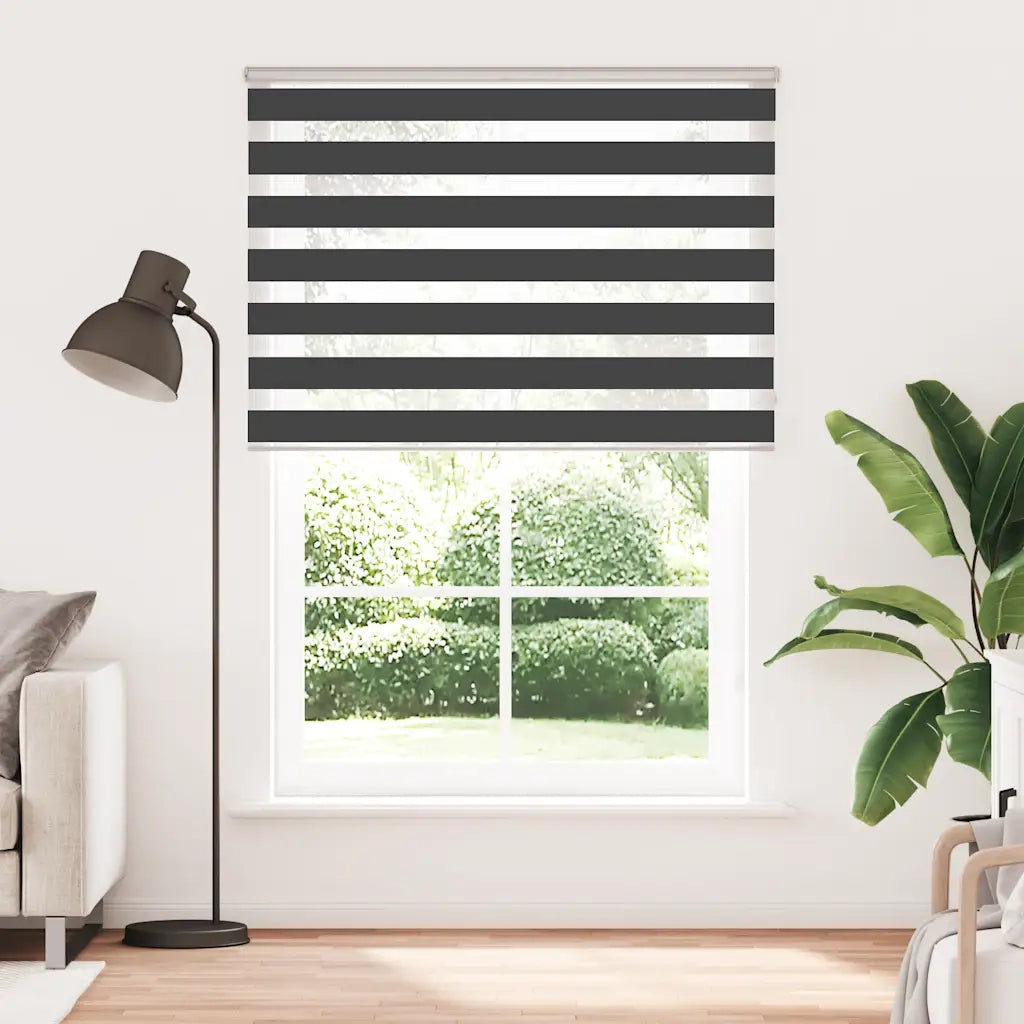 Tenda a Rullo Zebra Nero-Tenda avvolgibile Larghezza Tessuto 150,9 cm Poliestere 874837
