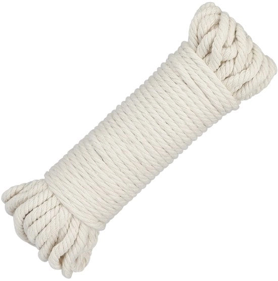 Corda a Macramé 6 mm - Fatto a Mano con Filo di Cotone - Corda Spessa per Artigianato - Supporto per Parete/Supporto per Pianta - Sostenibile/Sicuro - 20 m