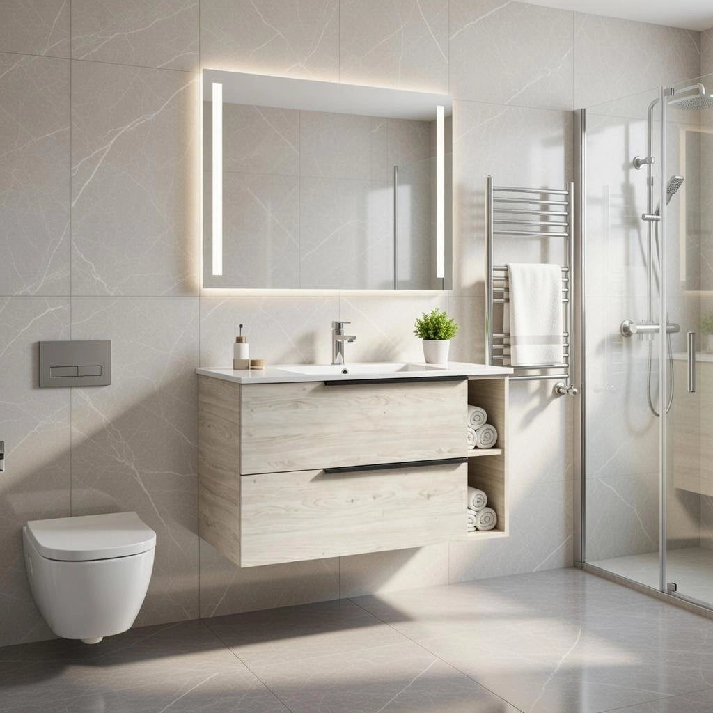 Base sospesa con cassetti cm 100 mod. LOFT - Rovere Bianco