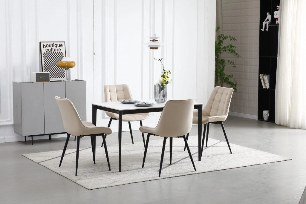 Sedia VALORA BERA - Velluto beige con gambe nere