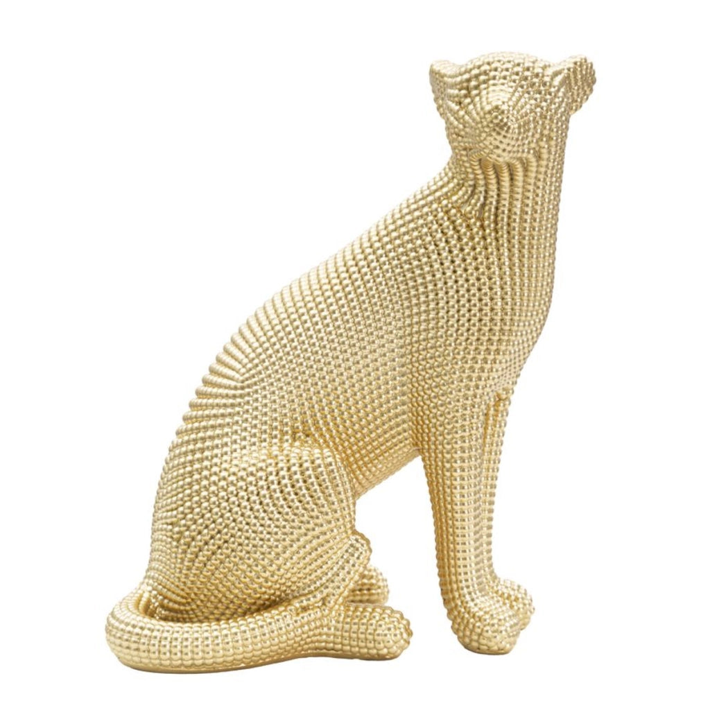 Scultura Pantera, Oro, Poliresina, 23x15,5x29 cm