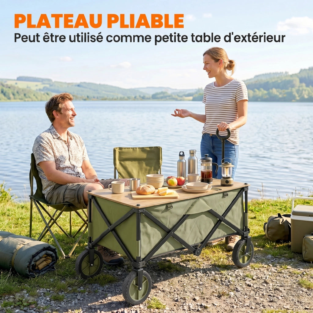 Carrello da giardino pieghevole 4 ruote ¨C zephmum ¨C bache amovibile