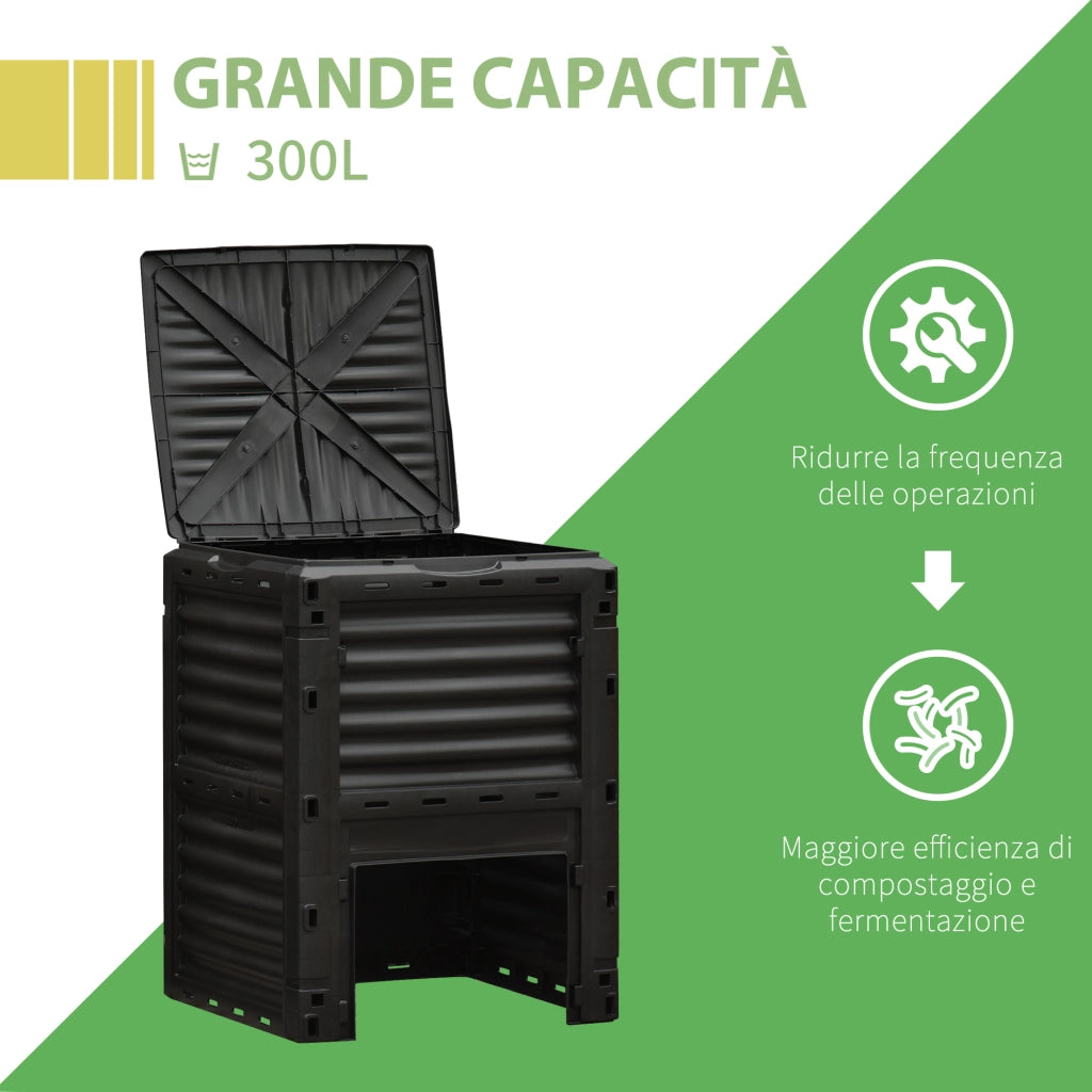 Compostiera da Giardino 300L ¨C Minimal ¨C Plastica Nera