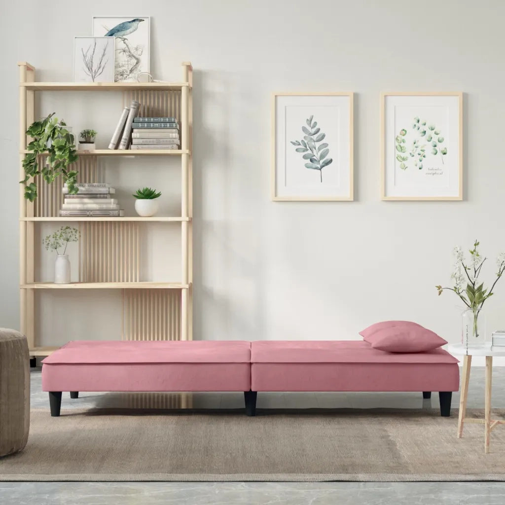 Divano letto-Sofa Letto-Daybed Rosa in Velluto