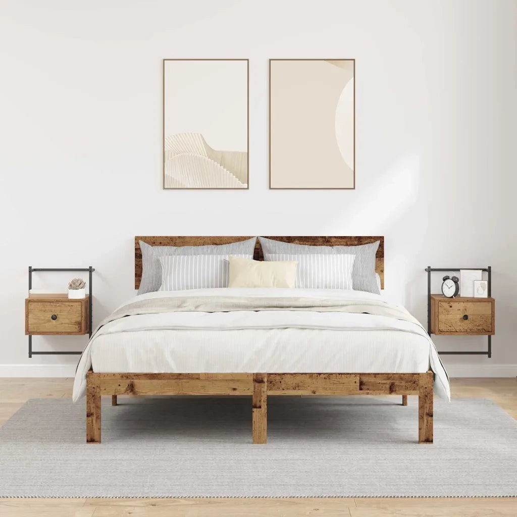 Set di 2 Comodini | Armadio da Notte | Mobiletto da notte Legno vecchio 35 x 30 x 51 cm