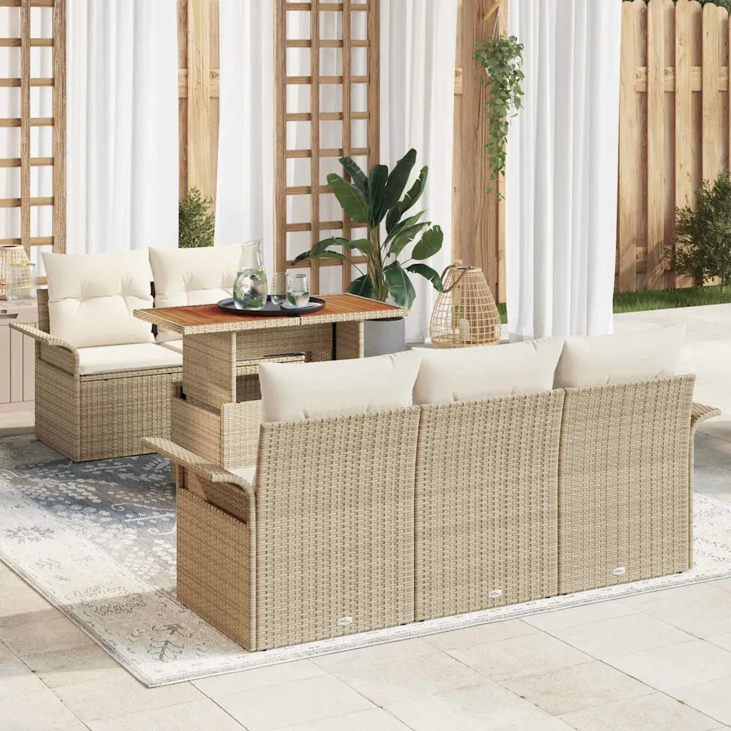 Set Divano da Giardino 6 pcs Beige e Crema polyrattan 3349273