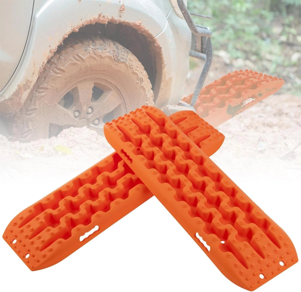 Lamiere di sabbia, 2 pezzi, aiuto di avviamento per fango, sabbia e neve, Recovery Board Offroad 10T carico, scala per pneumatici per fuoristrada, camper, auto, camion (arancione, 107 x 31 x 7