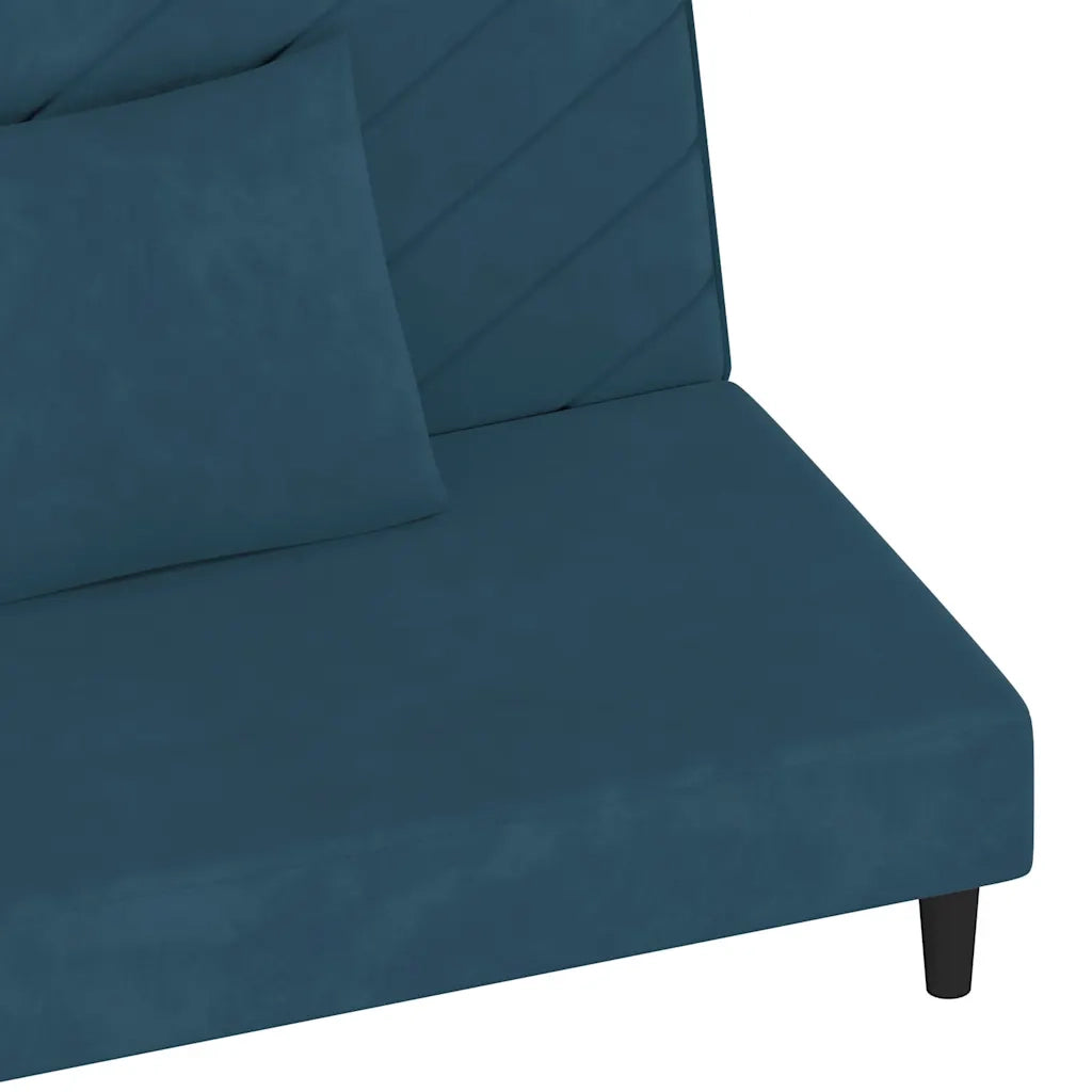 Divano letto | Sof¨¤ letto | Letto singolo a 2 Posti con 2 Cuscini Blu in Velluto