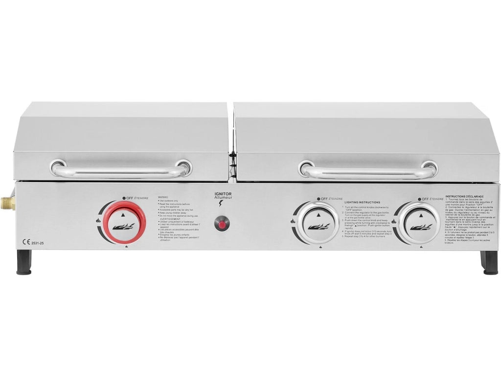 Plancha e grill a gas "Flamo" - 3 bruciatori - Grigio