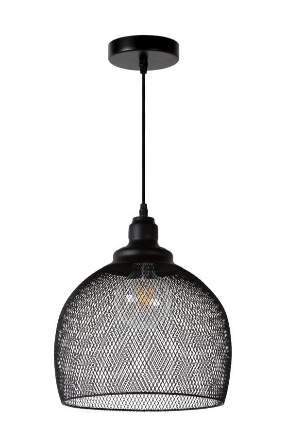 Lampada a sospensione Lucide Mesh Ø28 nera E27 60W