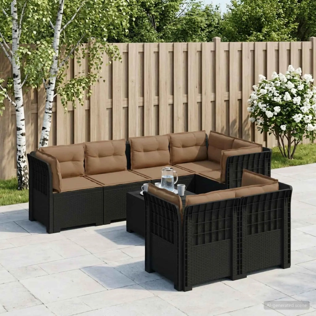Divano 7 Posti da Giardino con Cuscini Aspetto Rattan PP 3444160