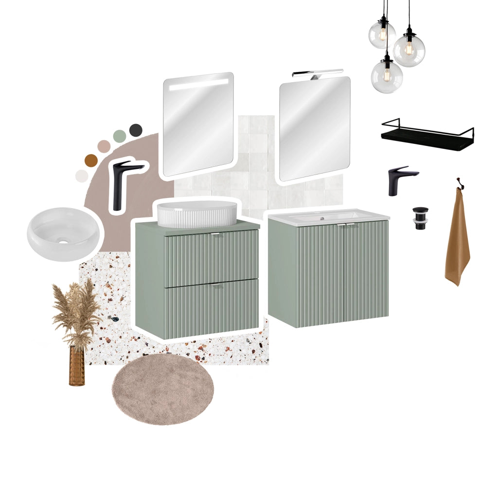Set mobili bagno 50 cm con piano Line Reed Green 50 cm