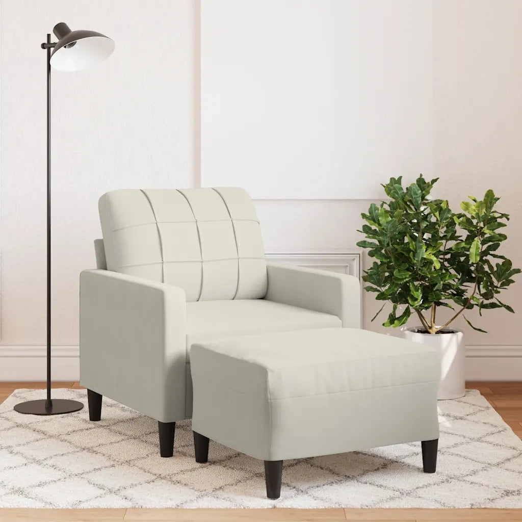 Poltrona | Sedia Relax con Poggiapiedi Crema 60 cm in Velluto