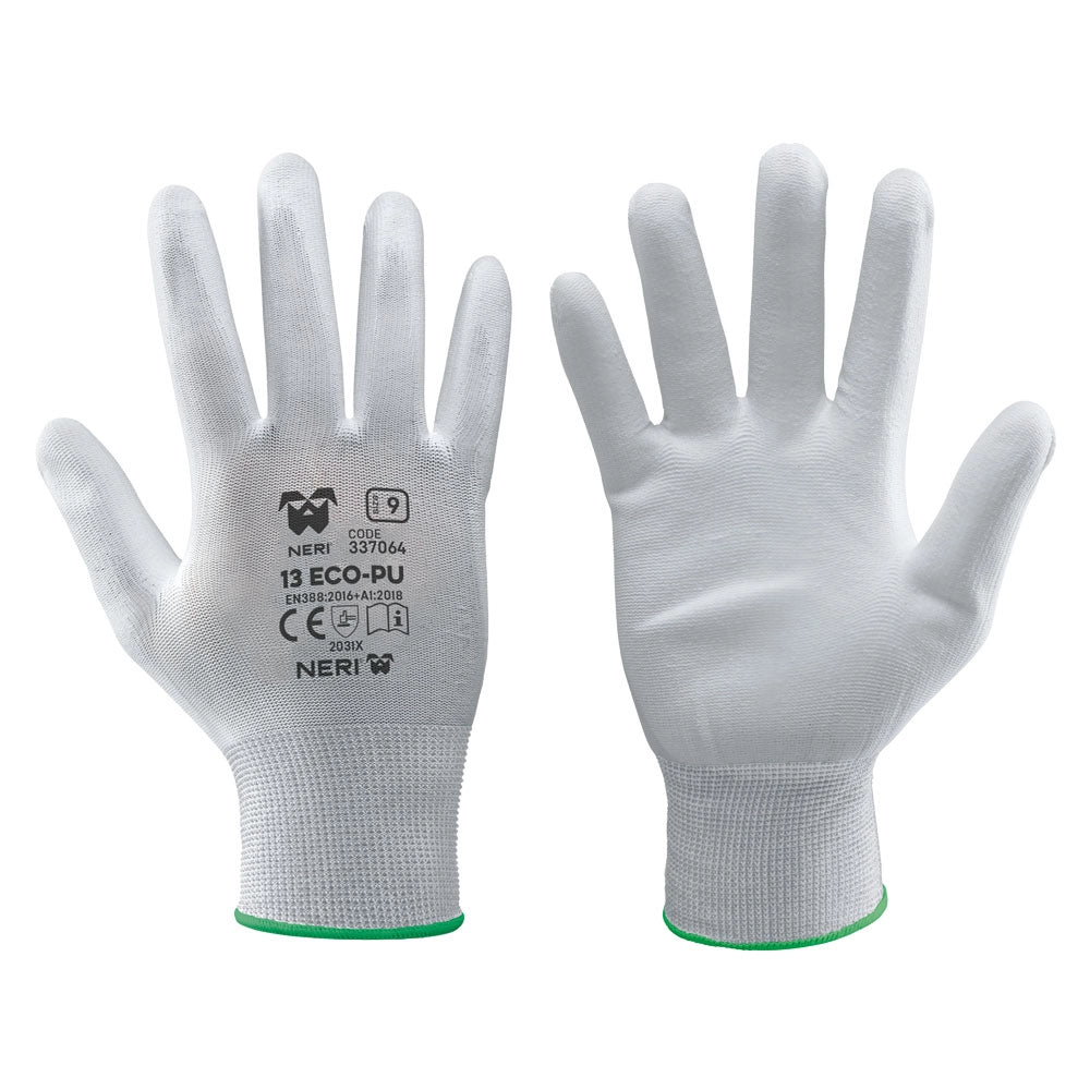 12coppie guanti '13 eco-pu' tg. 10  bianco cod:ferx.111004nlm