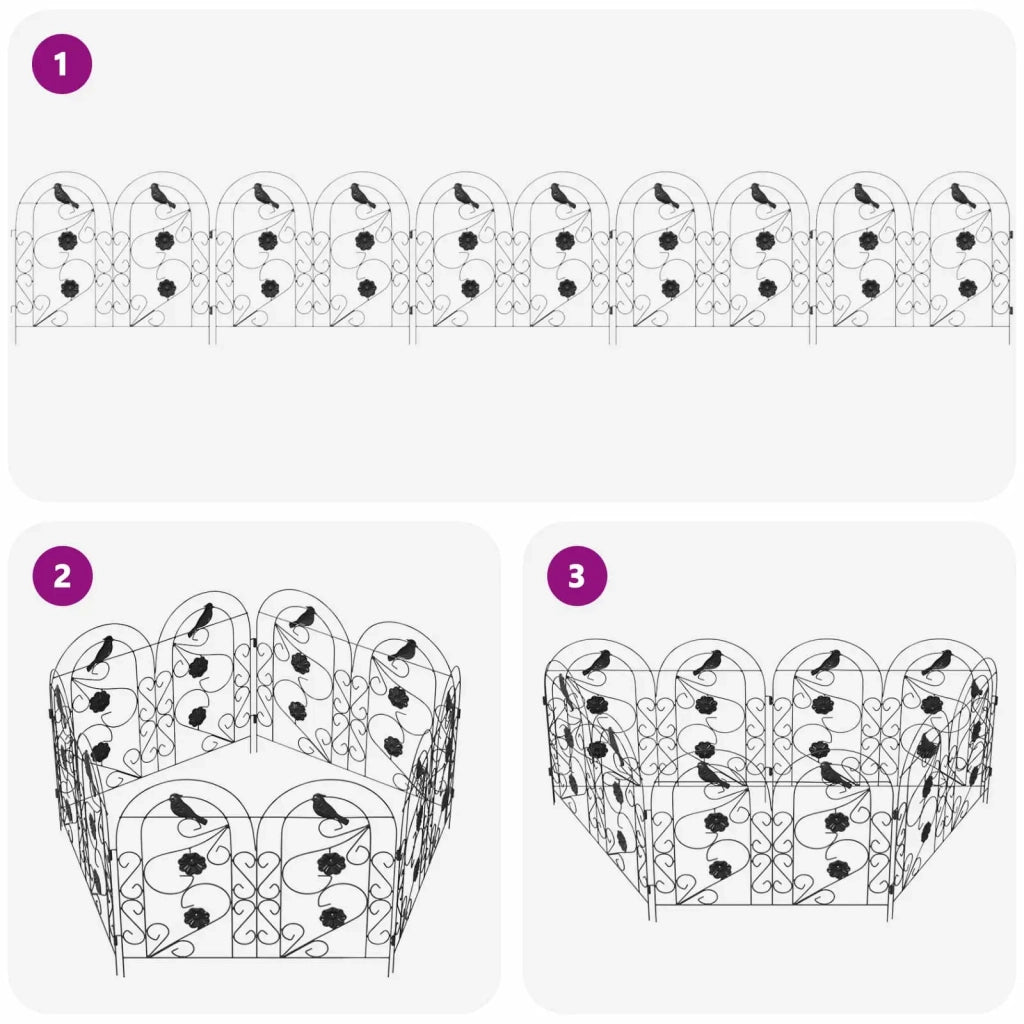 Recinzione per Giardino 5 pcs Nero Acciaio 42021370