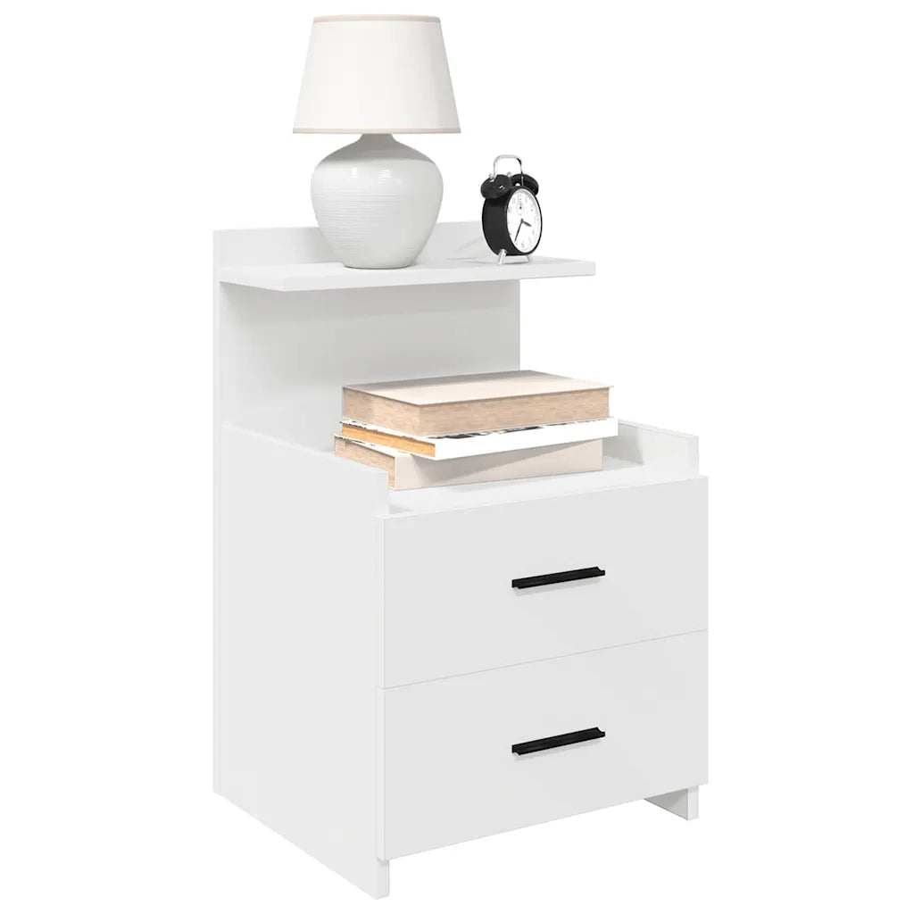 Comodino con 2 Cassetti Bianco 40x36,5x62 cm 858632