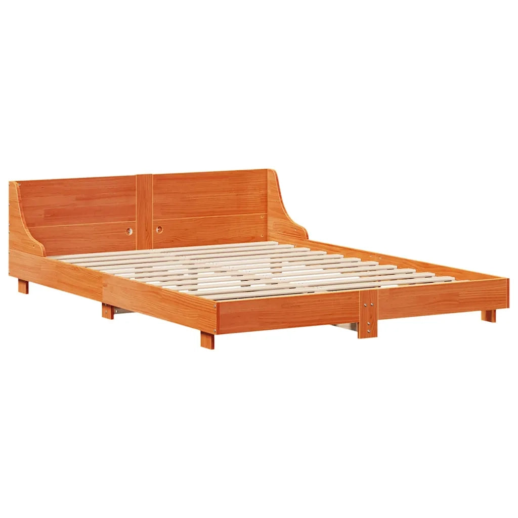 Giroletto senza Materasso-Struttura Letto Marrone Cera 160x200 cm Legno di Pino 452063
