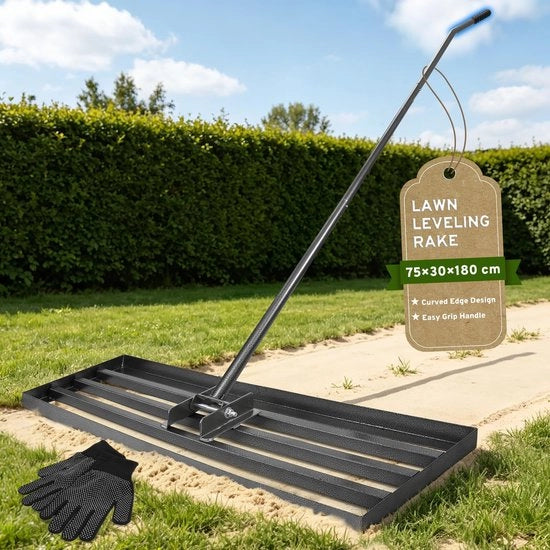 Lavatrice per prato - 75 x 30 cm testa di martello - 180 cm manico curvo - attrezzi per giardinaggio - livellazione prato - progetto di resistenza allo shock