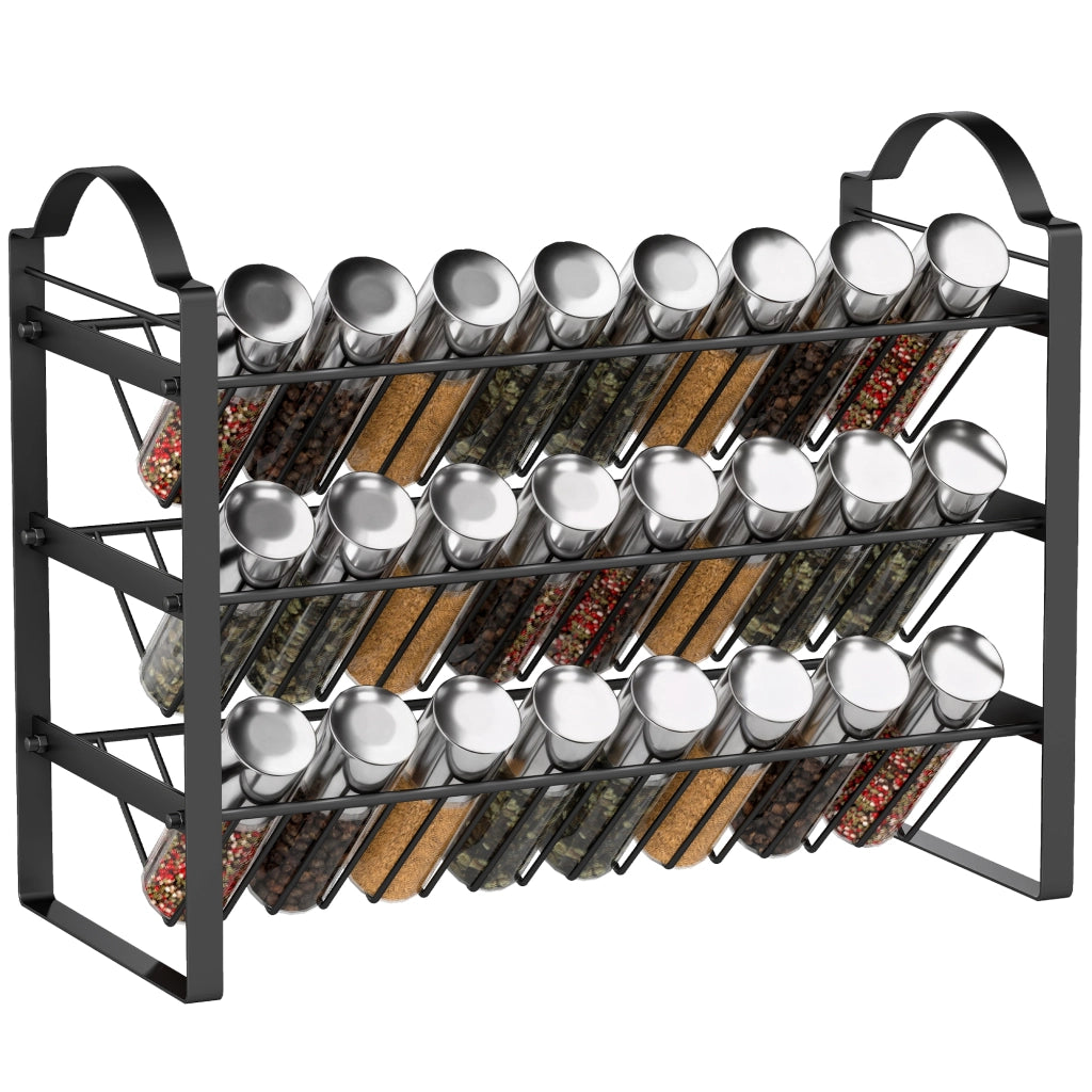 Portaspezie da Cucina 3 Ripiani ¨C Xylo ¨C Organizer Salvaspazio Metallo Nero