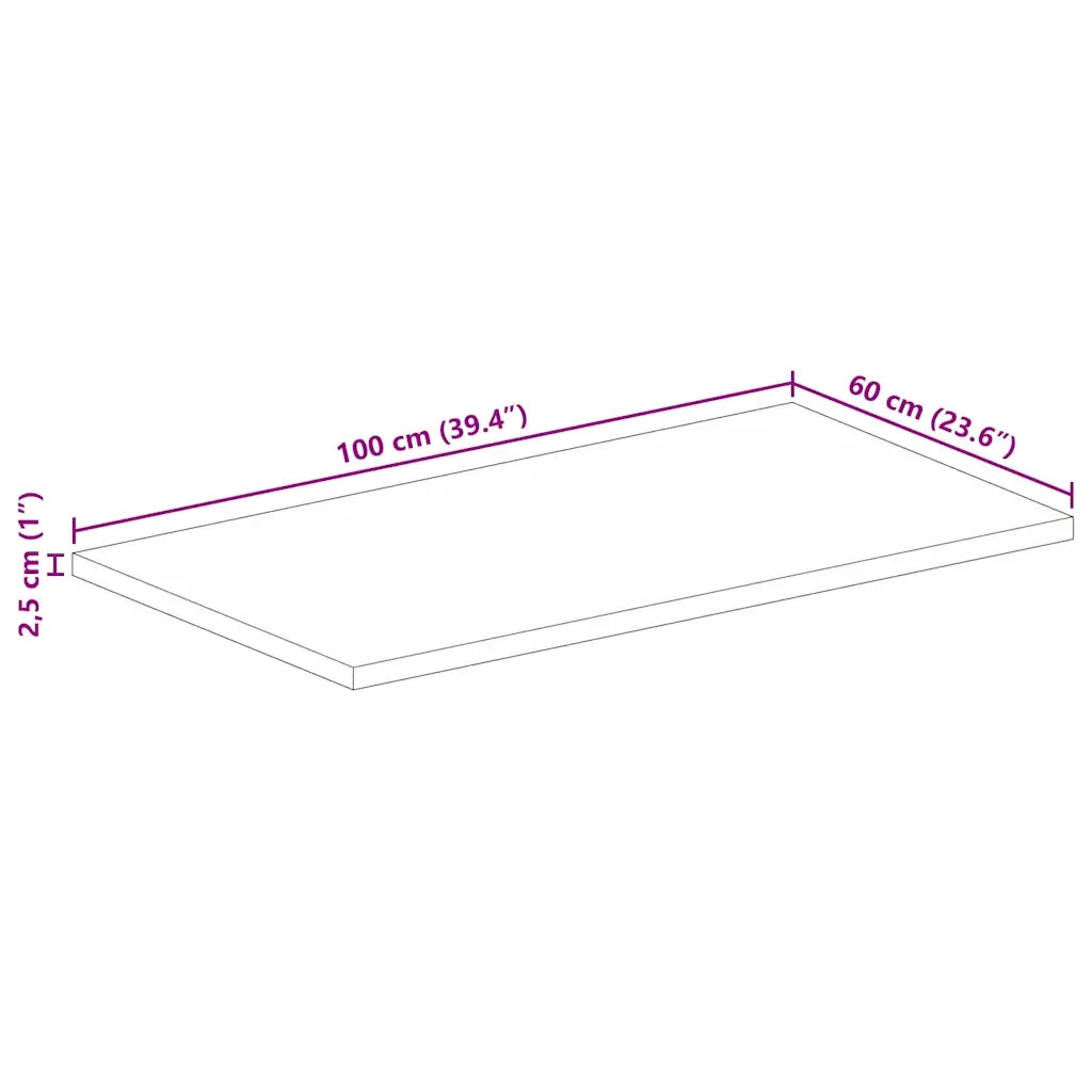 Piano per Tavolo 100x60x2,5 cm Rettangolare Legno Mango Grezzo 371334