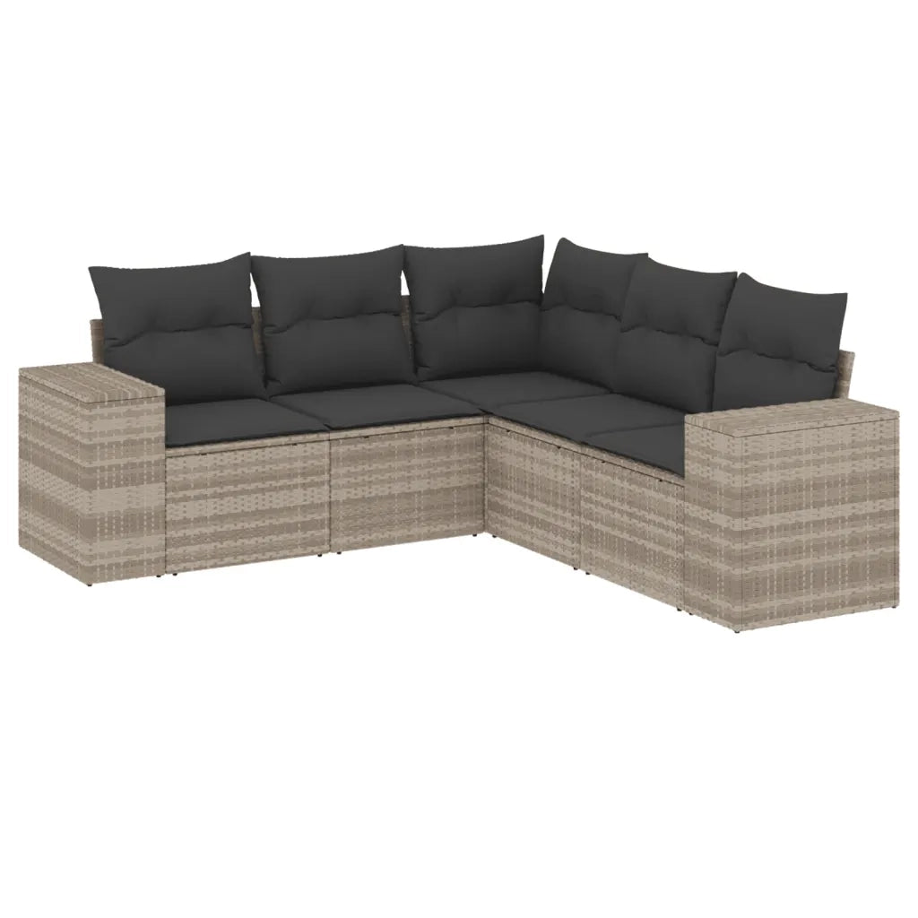 Set Divano da Giardino 5pz con Cuscini Grigio Chiaro Polyrattan 3254889
