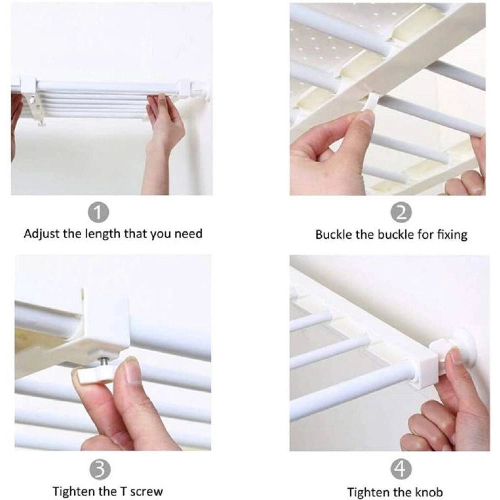 Trade Shop - Scaffale Telescopico Per Armadio Regolabile 42cm Allungabile Da 73-120cm Acciaio -