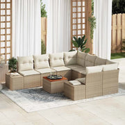 Set Divano da Giardino 9 pcs Beige e Crema polyrattan