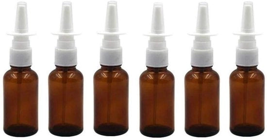 Spray flessi 30ml - 6 pezzi - Vetro ambrato - Riciclabile - Confezione - Adatto per trucchi/cosmetica - Ecologico - Flessi per cosmetici
