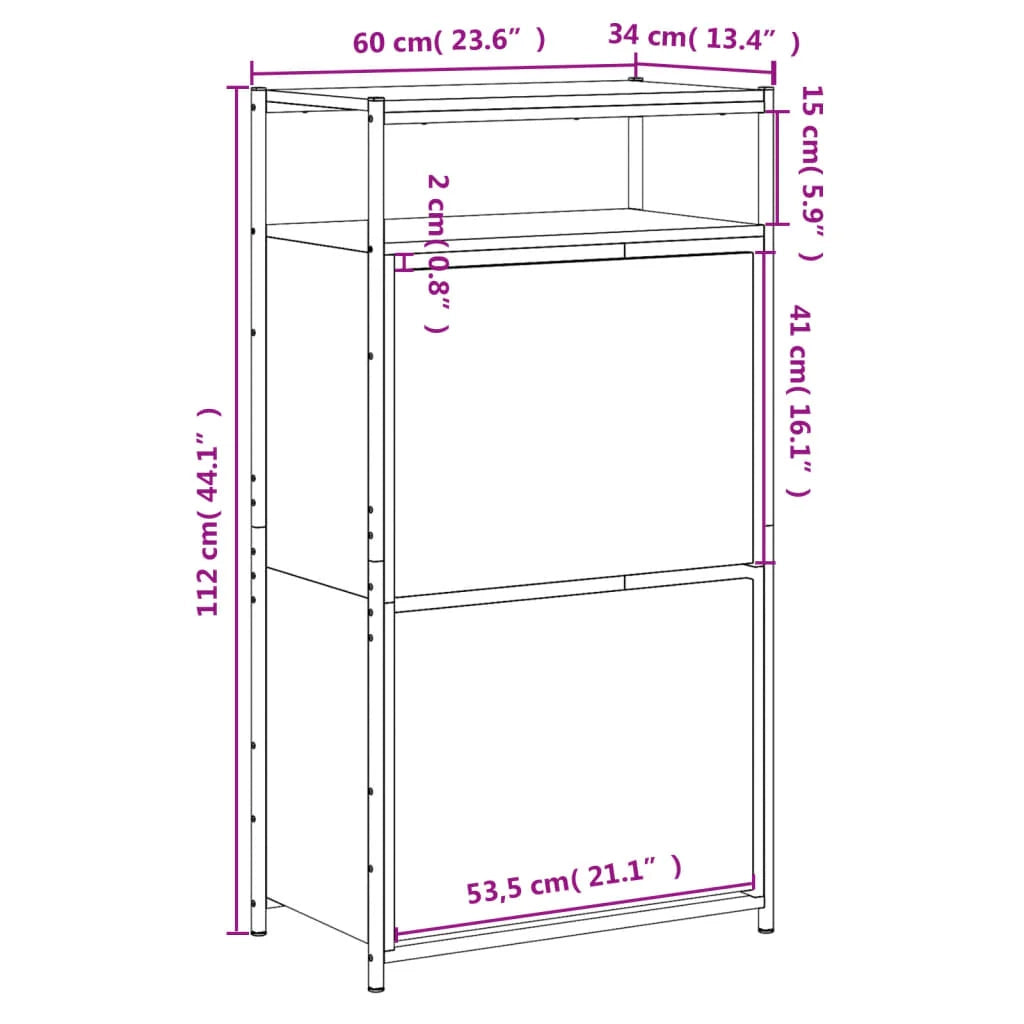Scarpiera mobiletto portascarpe mobile per ingresso/corridoio/soggiorno 60 x 34 x 112 cm legno ingegnerizzato marrone 02_0021571