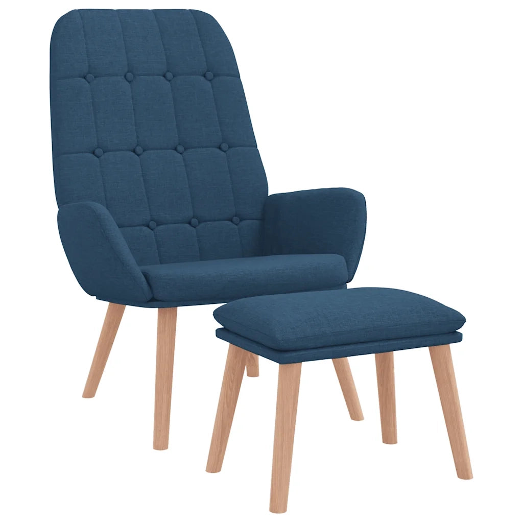Poltrona Relax con Poggiapiedi Blu in Tessuto 3315152